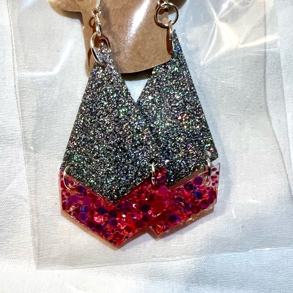 Hand made resin and glitter earrings